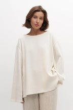 Cotton Pullover Open-Back Loose Sexy Knit Top