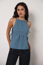 Chic Checkered Tie Tank Top