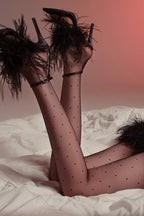 Snag Resist Sheer Black Polka Dot Tights