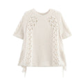 Zumi Chunky Knitted Openwork Design Crop Sweater