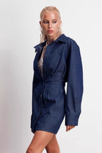 Denim Shirt A Line Mini Dress