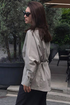 Chic Belted Button Down Blouse