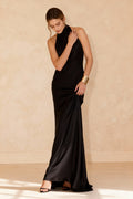 Chic Satin Backless Solid Elegant Formal Dress