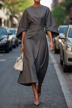 Elegant waist dress with casual batwing sleeves
