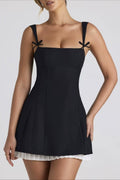 Two Tone Bodycon Waist Tie Graduation Party Dress