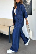 Easy on Me Metallic Fabric Elastic Waist Pocketed Wide Leg Pants