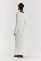Rita Premium Midi Dress with V Neck and Knitted Sleeves Chic Silhouette Collection