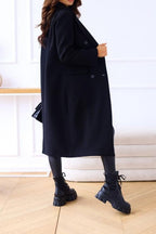 Double-Breasted Lined Wool Blend Mid-Length Winter Coat