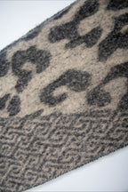 Leopard Print Jacquard Short Fringe Scarf