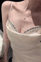 Pearl Diamond Spaghetti Strap Bodycon Graduation Party Dress