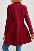 Solid Lapel Double-Breasted Thickened Wool Blend  Overcoat