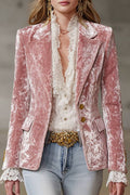 Velvet Double-Breasted Decorative Blazer