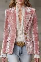 Velvet Double-Breasted Decorative Blazer