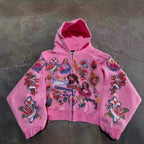 Printed Loose Rock Style Hoodie