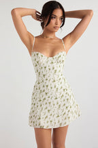 Printed Strap Slim Mini Floral Dress