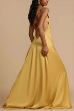 Satin Deep V Backless Maxi Sexy Silk Dress