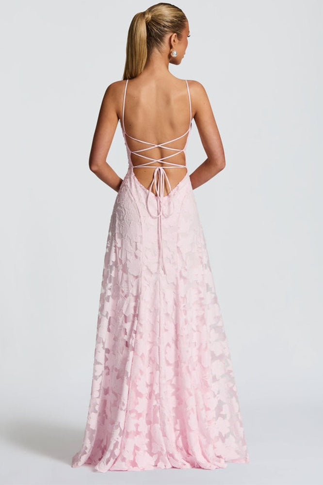 Chiffon Backless Spaghetti Strap Maxi Dress