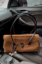 Elegant Chic Solid Color Suede Metal Lock Tote Bag