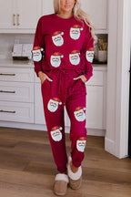 Christmas Sequin Long Sleeve Top and Elastic Waist Tie Pocket Pants Set
