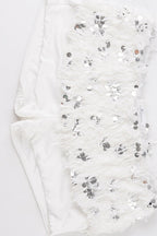 White Sequin Embellished Shorts