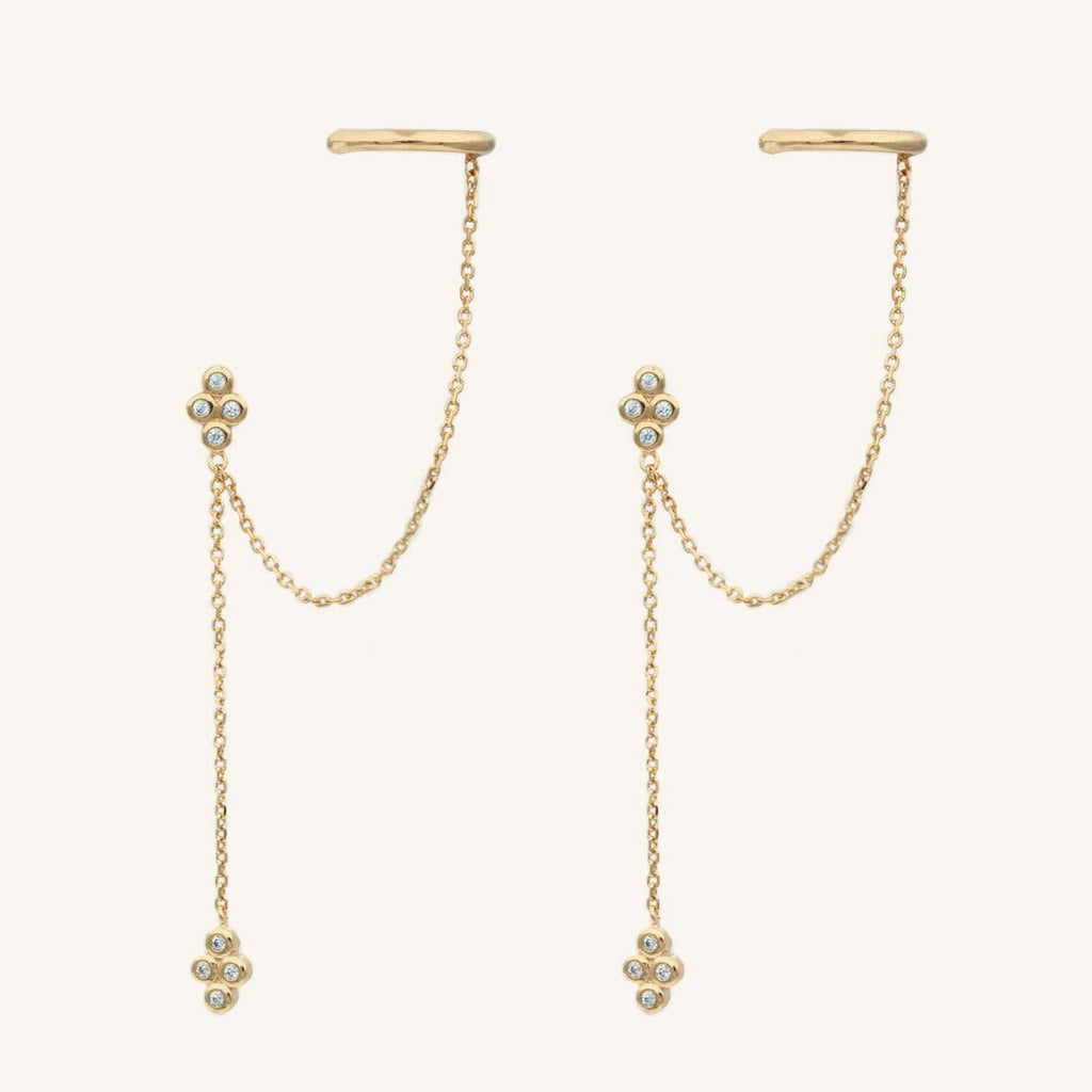 Double Piercing Fringe Drop Earrings