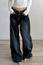 Edgy Relaxed Solid Laid-back Jeans
