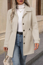 Midi Wool Blend Belted Notch Lapel Coat