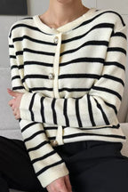 Short Striped Knit Cardigan