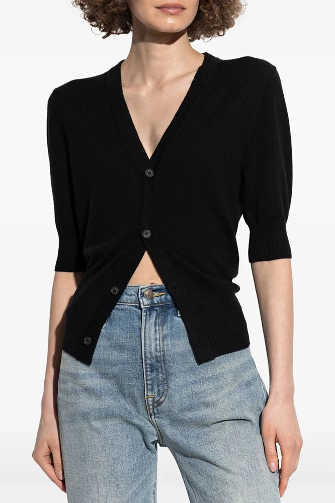 V-Neck Stretch Knit Cardigan
