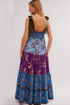 Vintage Print Cami Maxi Boho Dress