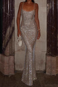Luxury Sequin Bodycon Long Sparkly Cami Sequin Dress