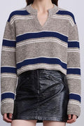 Colorful Striped Knit VNeck Sweater