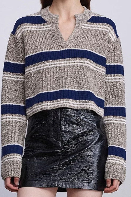 Colorful Striped Knit VNeck Sweater