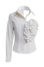 Stylish Three-dimensional Floral Collared Single-sleeve Casual Shirt