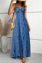 Bohemian Ethnic Print Spaghetti Strap Maxi Dress