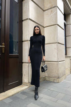 Vintage Long Sleeve Off Shoulder Maxi Dress