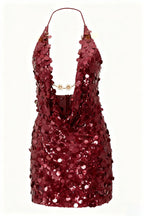 Sexy Halter Neck Sequined Open Back Mini Dress
