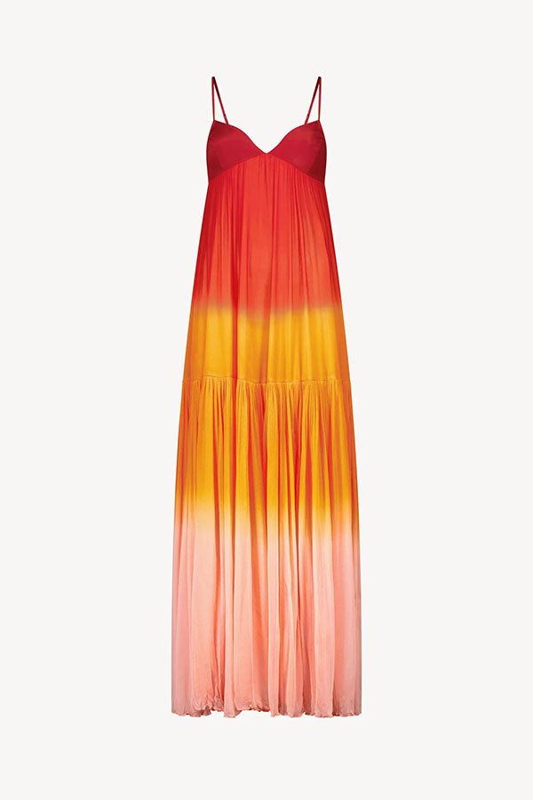 Flowing Like Dawn Chiffon Gradient Print Slip A-line Maxi Dress