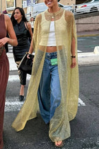 Sparkle Night Sheer Sequin Maxi Cover-up Cape