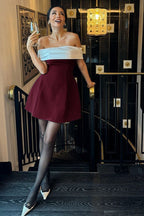 ColorBlock Bardot Party Dress