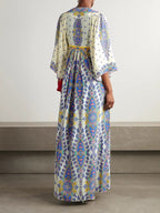 Casual Loose Printed V Neck Maxi Dress