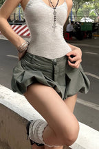 Edgy Low Waist Bubble Mini A Line Skirt