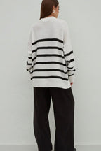 Minimalist Loose Color Block Striped Knit Sweater