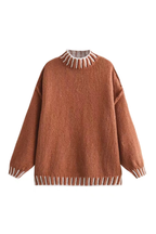 Loose and Slim Soft Long-sleeved Stitched Knit Sweater
