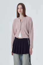 Button Front Crewneck Knit Top