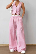 Tailored Workwear Striped Two Piece Vest Pants Set