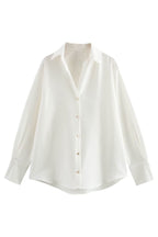 Solid Color Silk Satin Texture Single-breasted Long-sleeved Loose Shirt