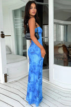 Strapless Printed Slim Maxi Floral Dress