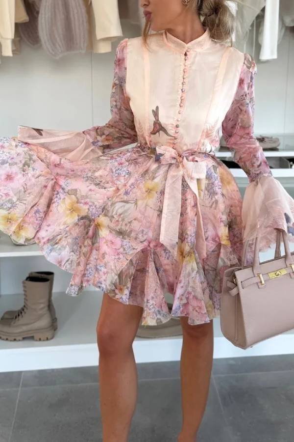 DALEYZA PEACH VISCOSE DRESS