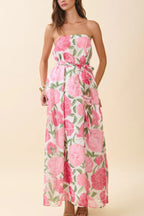 Floral Print Sleeveless Off-shoulder Loose Casual Maxi Dress